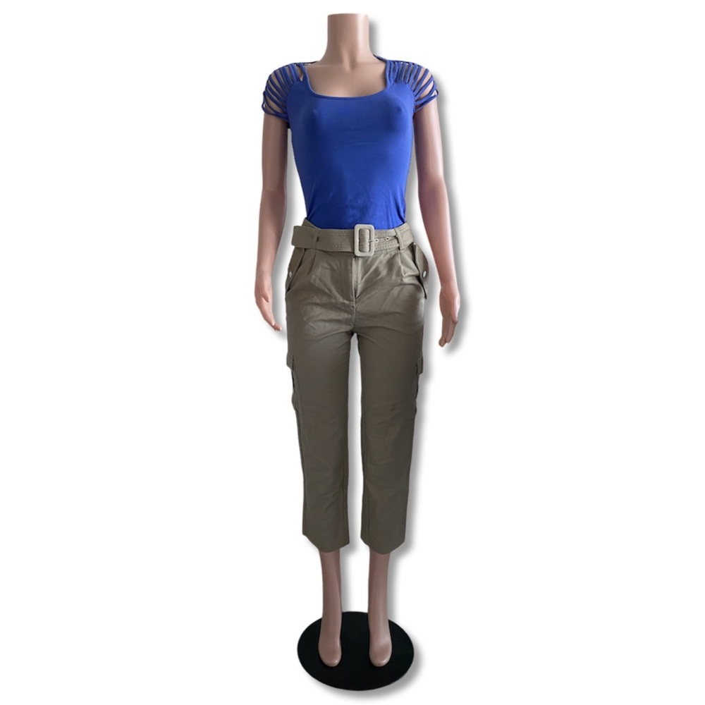 KOOKAI Blue Blouse with Strappy Cut Out Sleeves Size 1 - Picture 2 of 5